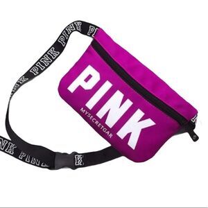 Purple and White Logo PINK Fanny Bag Wide Adjustable Strap Crossbody Bag NEW